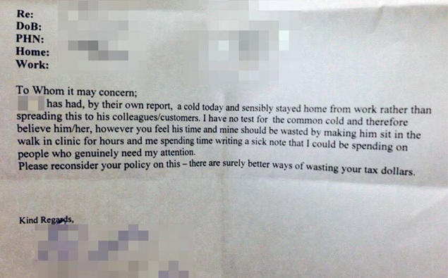 Hilarious Doctors Note Goes Viral