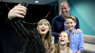 Taylor Swift taking a selfie with Prince William and his children Prince George and Princess Charlotte. Photo / Instagram via @PrinceandPrincessOfWales